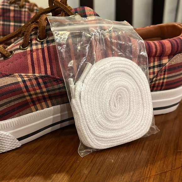 Polo Ralph Lauren Vaughn Boat Deck Shoes Sneakers new wine plaid Men’s Size 9 - Picture 9 of 13